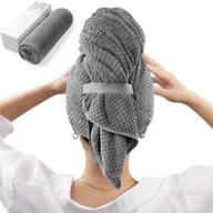 💁 super absorbent hair towel wrap for women, anti-frizz drying with elastic band - dark gray logo