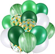 🎈 colorful agate latex balloons with confetti for jungle-themed baby shower, wedding & birthday party supplies - pack of 60 (green/white) логотип