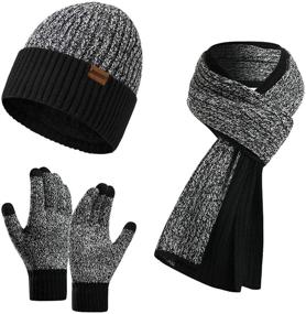 img 4 attached to 🧣 Warm Winter Beanie with Touchscreen Functionality - Knitted Men's Accessories and Scarves
