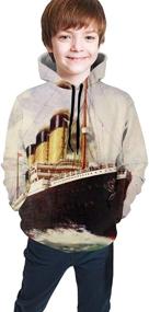 img 4 attached to New Vintage Titanic Ocean Rms Teen Boys Hoodie with Print, Drawstring and Pocket - Sweatshirt