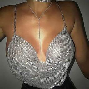 img 1 attached to Yokawe Rhinestone Backless Nightclub Accessories