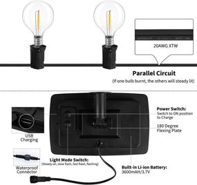 img 2 attached to 🏞️ 29 Feet Waterproof Solar LED String Lights for Outdoor Patio, Garden, Backyard, and Porch Decor - 25 Shatterproof Bulbs, 4 Light Modes, E12 Base, 2700K Warm White, Black