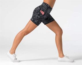 img 2 attached to 🩳 Dragon Fit High Waist Yoga Shorts for Women - Tummy Control Running Workout Shorts with 2 Side Pockets for Home Fitness