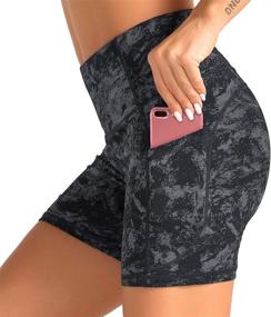 img 4 attached to 🩳 Dragon Fit High Waist Yoga Shorts for Women - Tummy Control Running Workout Shorts with 2 Side Pockets for Home Fitness