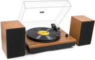 🎵 enhanced bluetooth record player: magnetic cartridge, belt-driven turntable with powerful external speakers, 2-speed precision & adjustable counter weight - natural walnut logo