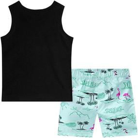 img 1 attached to 🩲 Hurley Boys' Little Tank Top and Shorts 2-Piece Set, Teal Tint/Flamingo, Size 7 - Discontinued