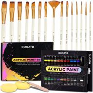 🎨 dugato acrylic paint set - 24 vibrant pigment colors, 15 high-quality paint brushes, 2 sponge applicators, mixing knife - ideal for painting on canvas, wood, clay, ceramic, fabric, crafts - perfect for artists, students, beginners, kids logo