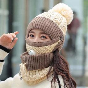 img 3 attached to ❄️ Winter Essentials: 3pcs/Set Fashion Women's Knitted Hat with Warm Mask and Neck Scarf