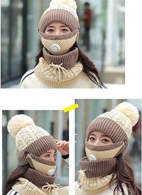 img 1 attached to ❄️ Winter Essentials: 3pcs/Set Fashion Women's Knitted Hat with Warm Mask and Neck Scarf