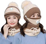 ❄️ winter essentials: 3pcs/set fashion women's knitted hat with warm mask and neck scarf logo