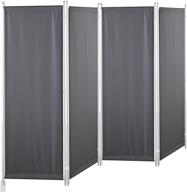 🏢 gojooasis 4 panel room divider: folding privacy screen for home office, dorm decor - grey-white pole logo