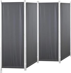 img 4 attached to 🏢 GOJOOASIS 4 Panel Room Divider: Folding Privacy Screen for Home Office, Dorm Decor - Grey-White Pole