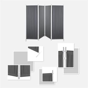 img 2 attached to 🏢 GOJOOASIS 4 Panel Room Divider: Folding Privacy Screen for Home Office, Dorm Decor - Grey-White Pole