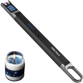 img 4 attached to 🕯️ ARECTECH Rechargeable USB Candle Lighter - Long Gill Lighter for Candle Cooking Camping BBQs Fireworks, Electric Lighter, Black