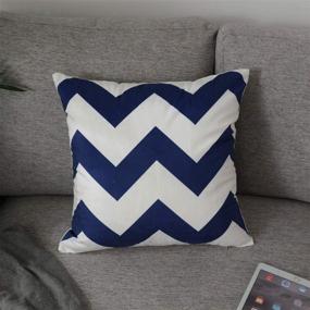 img 2 attached to FanHomcy Navy Blue Throw Pillow Covers - 4 Pack, Decorative Velvet Sofa Square Cushion Pillowcases with Geometric Quatrefoil Arrow Ogee Chevron Patterns - 18 x 18 inch