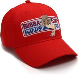 img 1 attached to Red Bubba Gump Baseball Cap Shrimp Co. Embroidered Hat - Adjustable & Bend Brimmed