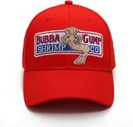 red bubba gump baseball cap shrimp co. embroidered hat - adjustable & bend brimmed logo