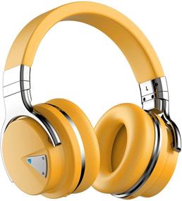 img 1 attached to 🎧 Tapvos E7: Over Ear Bluetooth Headphones with Active Noise Cancelling, Deep Bass, 30 Hours Battery, Built-in Mic - Yellow