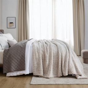 img 3 attached to 🛏️ Bedsure Ombre Fleece Sherpa Blanket - Ultra Cozy King Size Bed Blanket, Lightweight & Warm for All Seasons, 2 Tone Gradient Beige (108x90 inches)