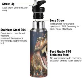 img 1 attached to 🦖 Dinosaur 3D T-Rex Water Bottle: Insulated Stainless Steel Thermos for Kids with Straw Lid | 20 Oz Sports Flask, Hot/Cold