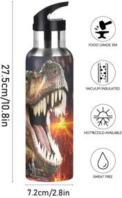 img 2 attached to 🦖 Dinosaur 3D T-Rex Water Bottle: Insulated Stainless Steel Thermos for Kids with Straw Lid | 20 Oz Sports Flask, Hot/Cold