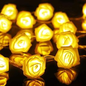 img 4 attached to 🌹 Enchanting LED Rose Flower String Lights: 20 Fairy Lights for Mother's Day & Valentine's, Battery Operated Indoor/Outdoor Decorations in Warm White