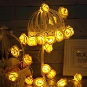 img 1 attached to 🌹 Enchanting LED Rose Flower String Lights: 20 Fairy Lights for Mother's Day & Valentine's, Battery Operated Indoor/Outdoor Decorations in Warm White