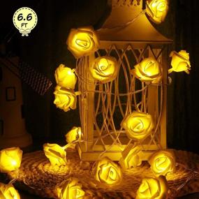 img 3 attached to 🌹 Enchanting LED Rose Flower String Lights: 20 Fairy Lights for Mother's Day & Valentine's, Battery Operated Indoor/Outdoor Decorations in Warm White