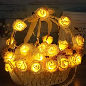 img 2 attached to 🌹 Enchanting LED Rose Flower String Lights: 20 Fairy Lights for Mother's Day & Valentine's, Battery Operated Indoor/Outdoor Decorations in Warm White