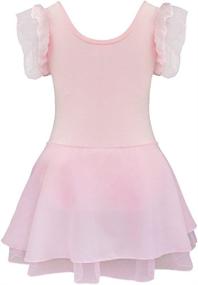 img 3 attached to TiaoBug Girls Kids Ruffled Sleeve Ballet Leotard Skirt Dress with Ruched Flower Brooch - Tutu Performance Dancewear