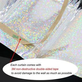 img 1 attached to 🎉 GILF 2 Packs of Glitter Foil Fringe Curtains for Party Wedding Birthday Christmas Photo Booth Backdrop Decoration - Silver, 3.3ft x 9.8ft with Non-Marking Double-Sided Tape