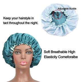 img 2 attached to 💤 6-Pack Large Satin Bonnet for Curly Natural Hair - Sleep Silk Bonnet Cap - Silk Hair Cap Head Cover - Double Layer - Soft Elastic Band - Reversible & Adjustable Satin Cap - Ideal for Long Hair - Women & Girls Sleeping