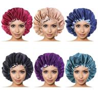 💤 6-pack large satin bonnet for curly natural hair - sleep silk bonnet cap - silk hair cap head cover - double layer - soft elastic band - reversible & adjustable satin cap - ideal for long hair - women & girls sleeping logo