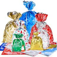 🎁 miahart 16pcs christmas gift bags in 4 sizes with assorted styles and ribbon ties for xmas party, ideal for christmas gift wrapping logo