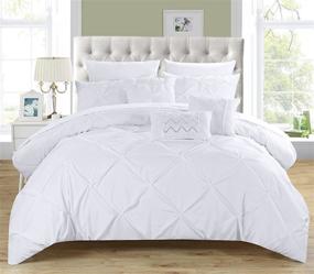 img 4 attached to 🛏️ Chic Home 10 Piece Hannah Pinch Pleated King Bed In a Bag Comforter Set - Ruffled, Pleated, and Complete - White With Sheet Set