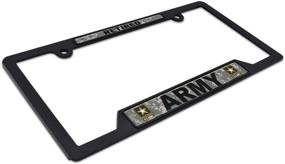 img 1 attached to Army Retired Camo Black Plastic Open License Plate Frame