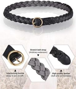 img 1 attached to Pieces Womens Braided Leather Skinny Women's Accessories and Belts