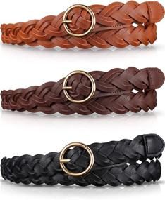 img 4 attached to Pieces Womens Braided Leather Skinny Women's Accessories and Belts