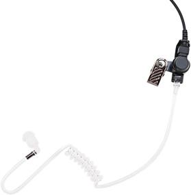 img 2 attached to 🎧 POFENAL Compatible Walkie Talkie Earpiece Surveillance Kit with Transparent Air Acoustic Tube Headset & Big PTT Mic - Works with BF, BTECH, Kenwood, Retevis - 2-Wire 2 Pin