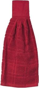 img 1 attached to 🔴 Convenient KOVOT Set of 2 Cotton Hanging Tie Towels with Hook & Loop - Red