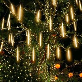 img 2 attached to 🌟 Enchant Your Holiday Decor with Meteor Shower Lights - 540 LED Falling Rain Lights for Outdoor Thanksgiving & Christmas Decoration