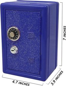 img 2 attached to 🔒 Metal Kids Safe Bank with Key and Combination Lock - Blue