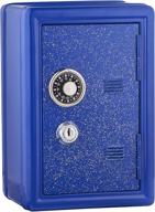 🔒 metal kids safe bank with key and combination lock - blue logo