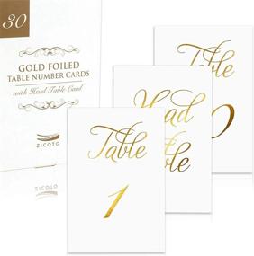 img 4 attached to 🌟 Elegant Double Sided Gold Foil Wedding Table Numbers - 1-30, 4 x 6 inches. Ideal for Weddings and Events.