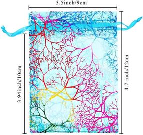 img 3 attached to SumDirect 100 шт. синие органзовые мешочки со шнурком: идеальны для ювелирных изделий, конфет, шоколада, подарков на Рождество и свадьбу - мешочки в подарочном оформлении с коралловым узором, размером 3,5х4,7 дюйма.