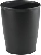 🗑️ idesign kent plastic wastebasket - compact trash can for bathroom, dorm, office, black logo