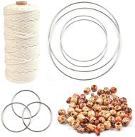 🧶 wowoss macrame starter kit, natural cotton cord 3mm x 109 yards, 7 silver dream catcher metal rings, 300 painted wooden beads - perfect macrame supplies for crafts, knitting, wall hanging projects logo