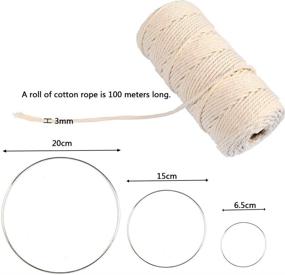 img 3 attached to 🧶 WOWOSS Macrame Starter Kit, Natural Cotton Cord 3mm x 109 Yards, 7 Silver Dream Catcher Metal Rings, 300 Painted Wooden Beads - Perfect Macrame Supplies for Crafts, Knitting, Wall Hanging Projects