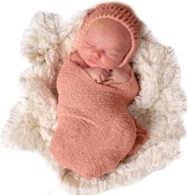 img 4 attached to 🍑 Sunmig Peach Newborn Baby Stretch Wrap Photo Props - Enhance Baby Photography with Stretch Wrap Props