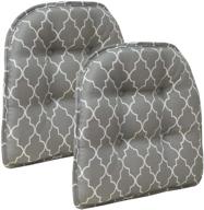 🪑 gray geometric dining chair cushions, set of 4 - klear vu trellis tufted non-slip logo